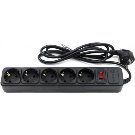 Сетевой фильтр 5bites SP5B-118 5S, 3х0.75мм2, 1,8м, черный